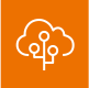 Cloud icon with tree-like structure inside, representing cloud computing services.