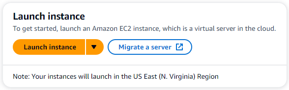 A seção Iniciar instância no console do Amazon EC2