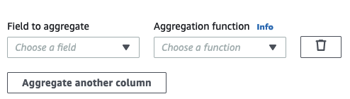 A captura de tela mostra os campos quando a opção Aggregate another column (Agregar outra coluna) é escolhida.