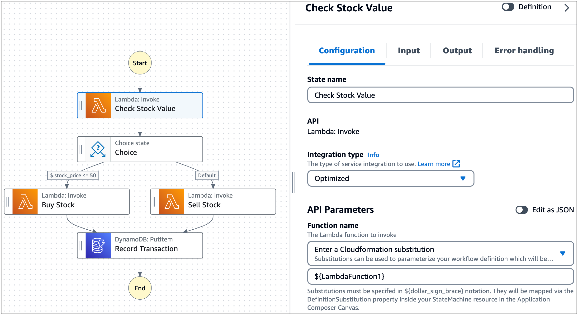 A guia Configuração de uma tarefa emWorkflow Studio.