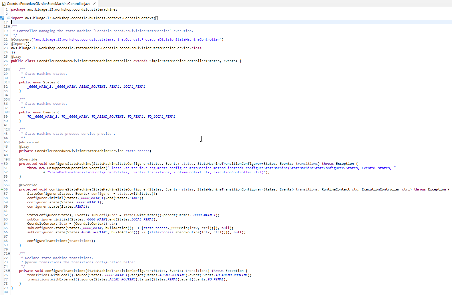 Controlador de máquina de estado de exemplo.