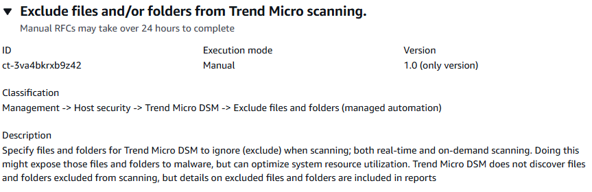 Trend Micro DSM configuration panel for excluding files and folders from scanning.