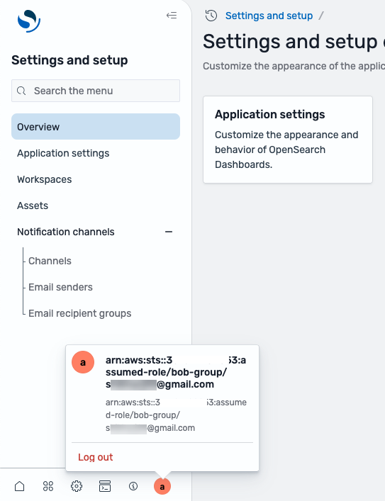 Escolher o ícone do usuário na página “Settings and setup” do Okta exibe as credenciais do usuário atual.