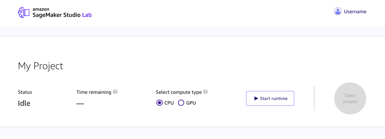 O layout da interface de usuário da visão geral do projeto.