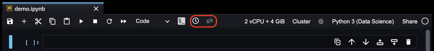 A localização do menu relevante em um caderno Studio Classic.