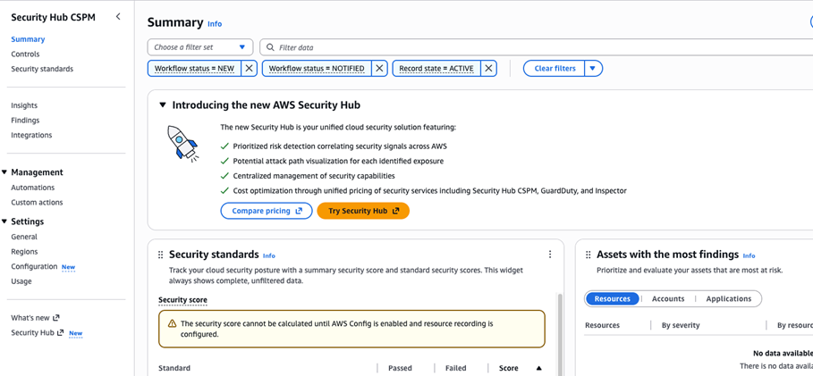 AWS Security Hub CSPMConsole do