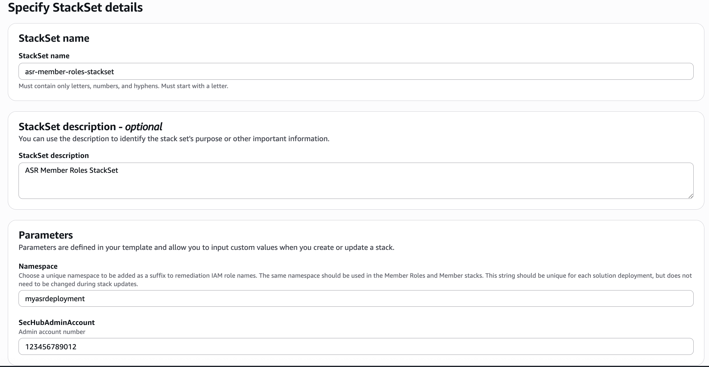 especificar detalhes do conjunto de pilhas