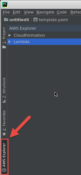 Botão da janela de ferramentas do Explorador da AWS.