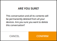 A janela pop-up Você tem certeza?