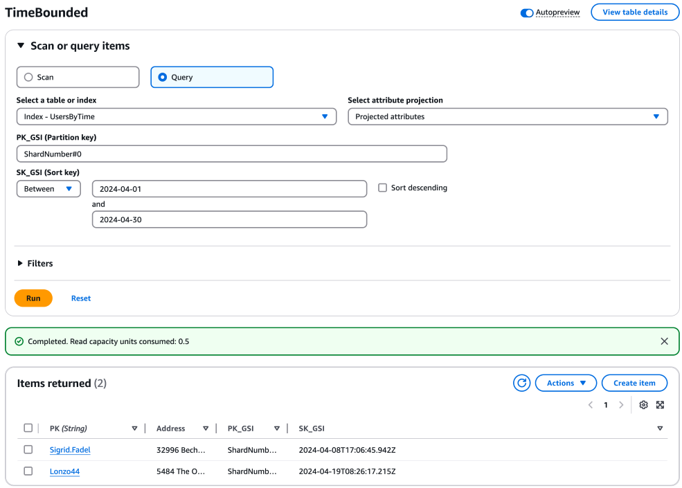 针对单个分片的查询示例。