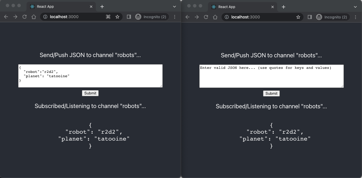 适用于 pub/sub API 的 React 应用程序示例