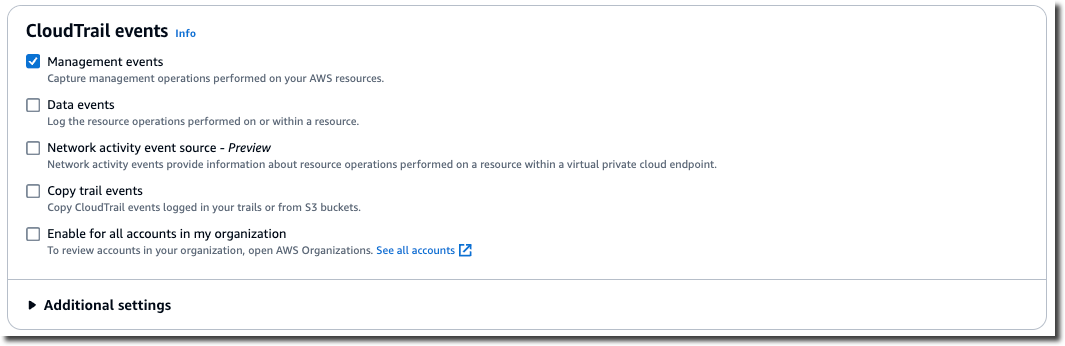 为事件 CloudTrail 数据存储选择数据事件
