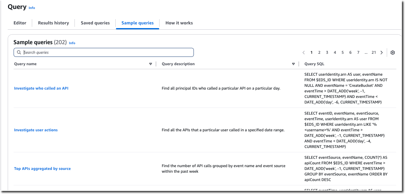 示例查询选项卡