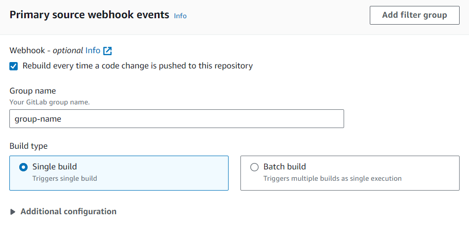 组 webhook 的配置。