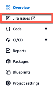 CodeCatalyst 问题替换为导航窗格中的链接的 Jira 事务。