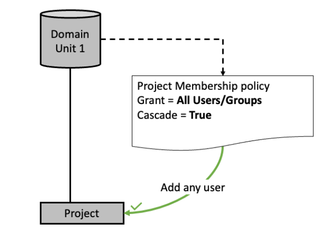 域单元层次结构中的项目成员资格策略