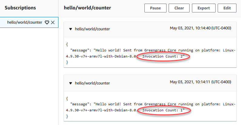 显示“Invocation Count (调用计数)”现在为 2 的屏幕截图。