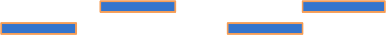 Four blue rectangular shapes arranged horizontally with gaps between them.