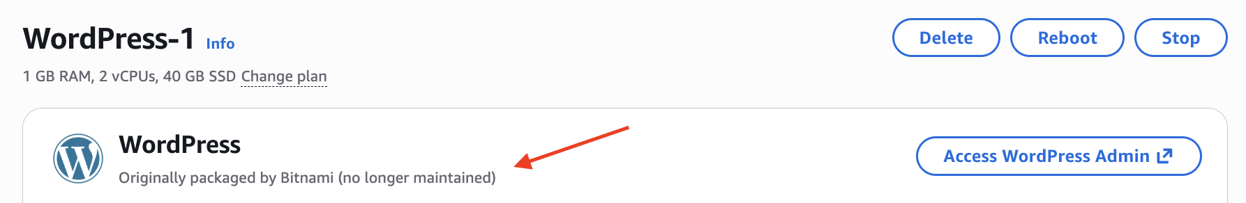 WordPress 实例管理页面上的蓝图供应商