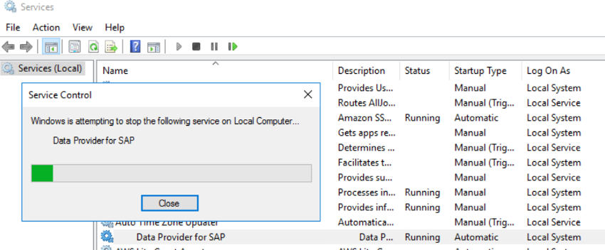在 Windows 上停止服务