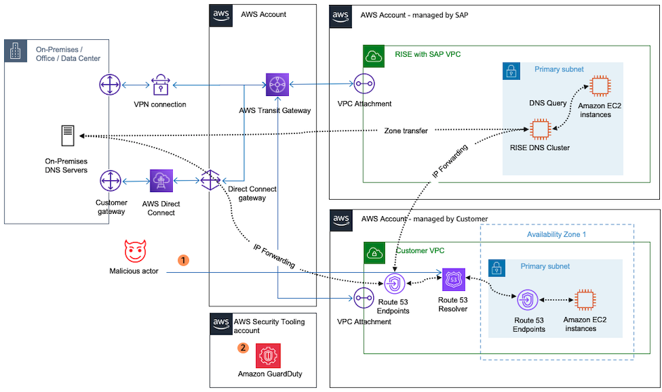 GuardDuty 使用 SAP 部署监控 RISE 的 DNS 日志