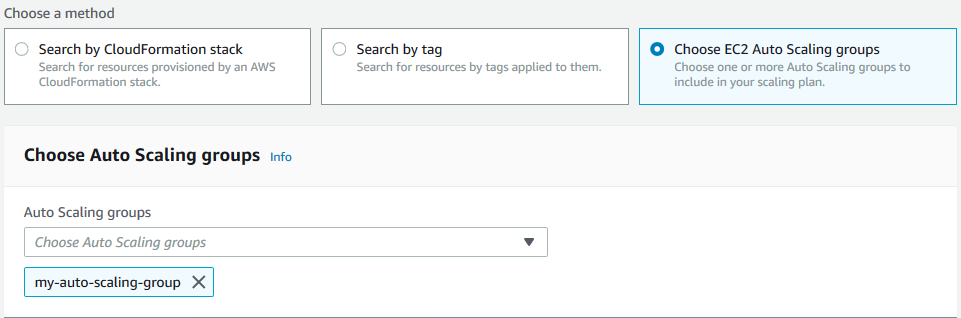 尋找可擴展資源的主控台選項。