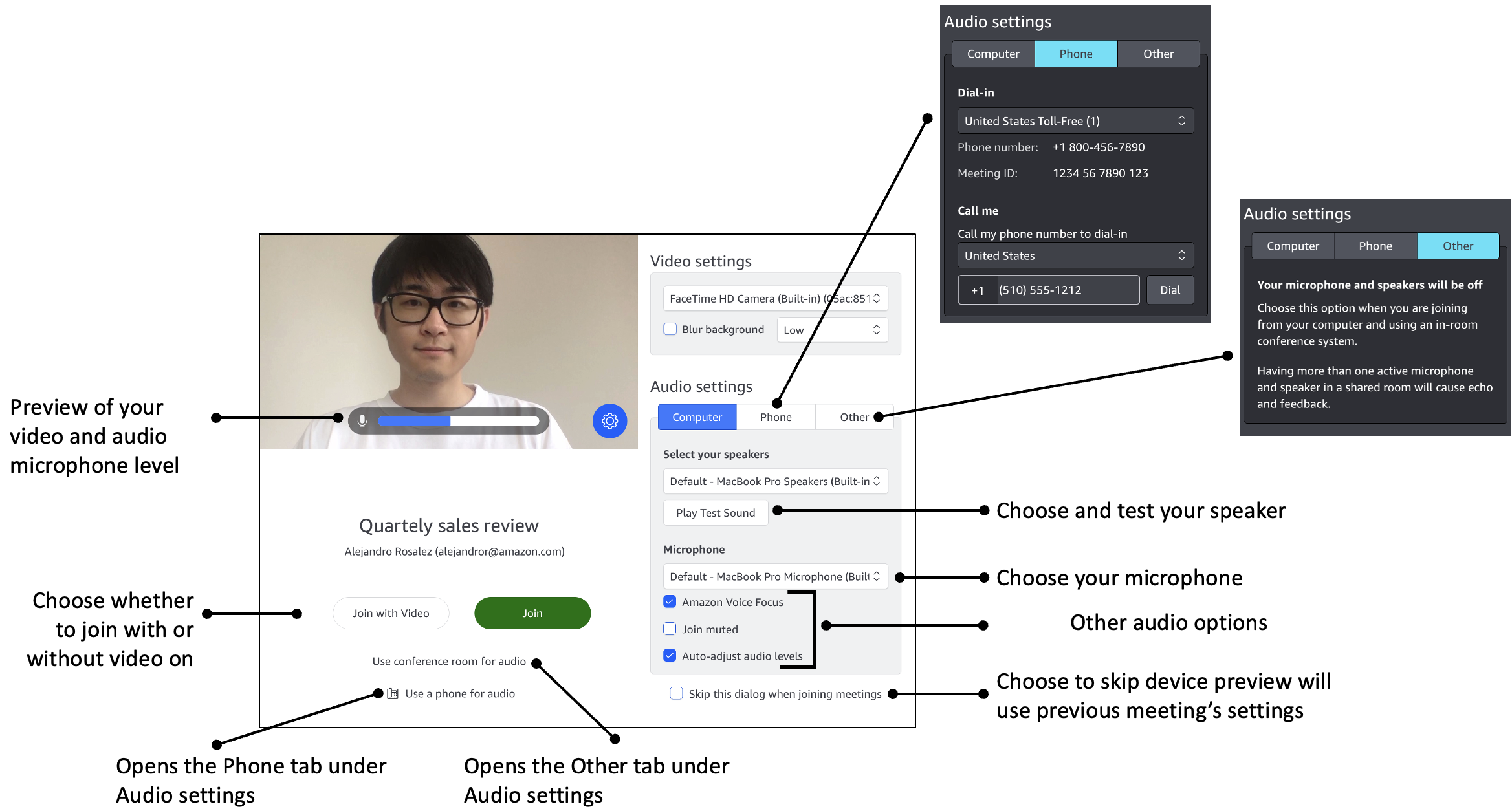 顯示裝置預覽對話方塊及其選項的影像。