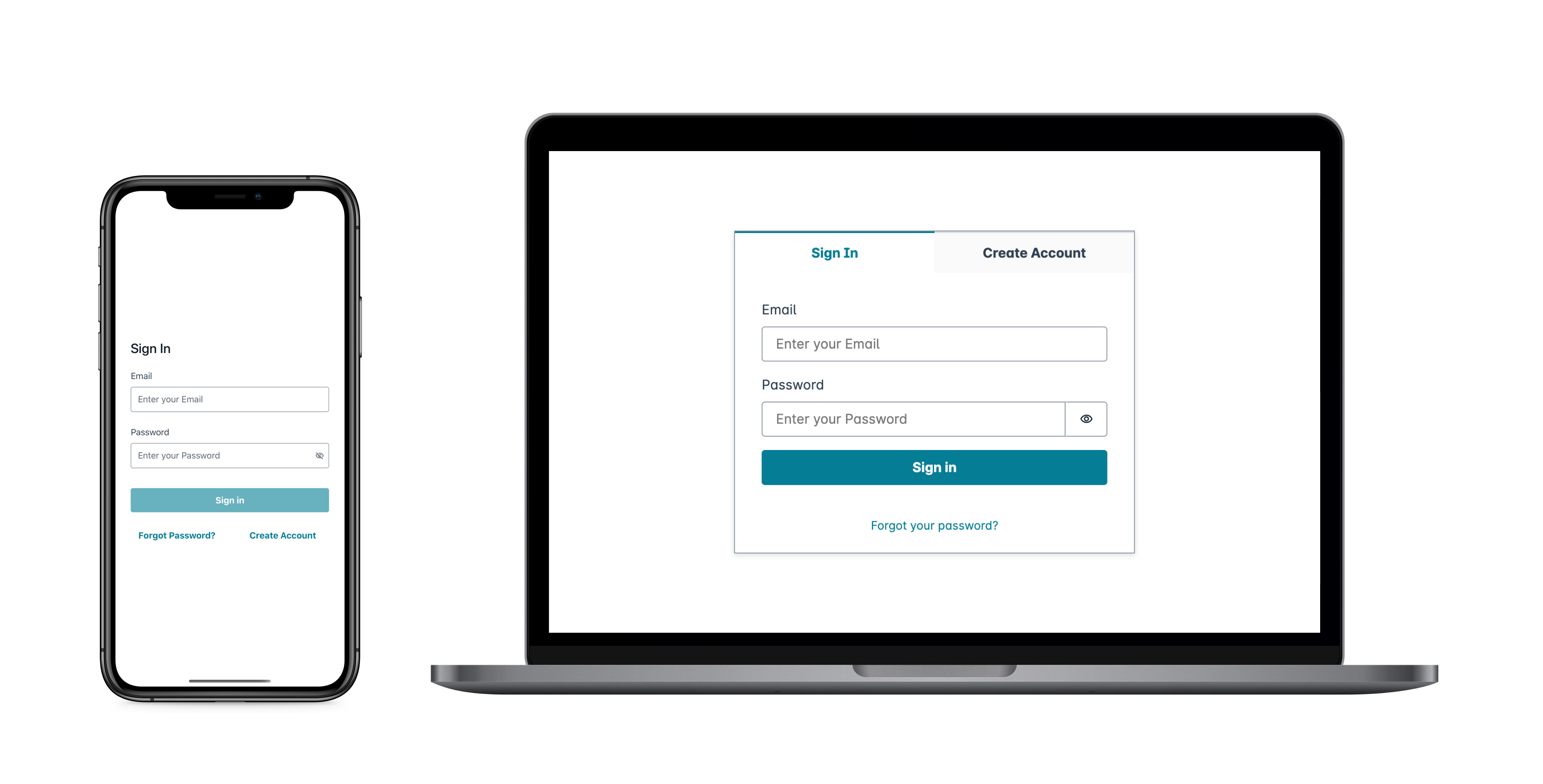 範例 Amplify Authenticator 應用程式的螢幕擷取畫面。