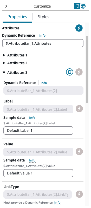 AttributeBar 的所有屬性都會設為動態。