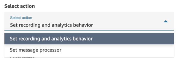 動作下拉式清單顯示區塊的選取動作下拉式清單中的兩個動作。