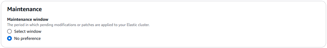 維護區段顯示維護時段選項。