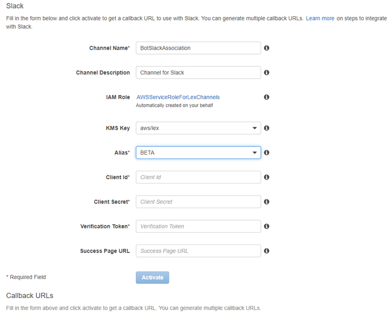 Slack 組態畫面。