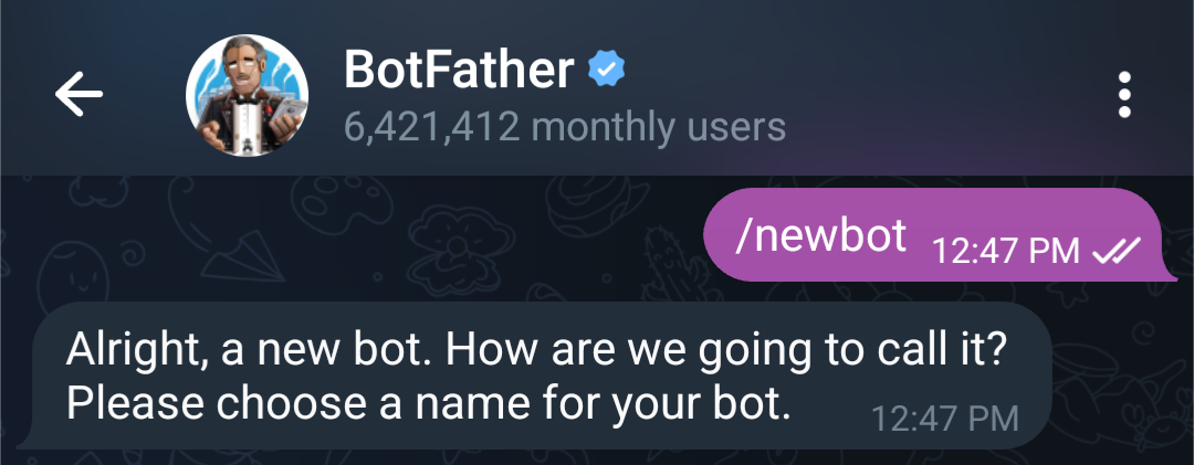 Telegram 上的 BotFather。