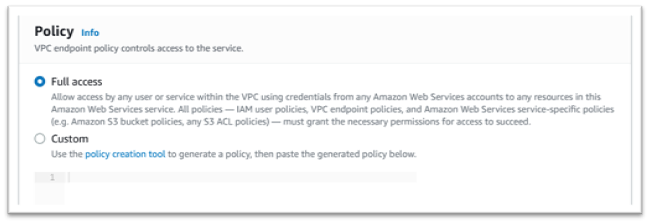 選取完整存取的政策。