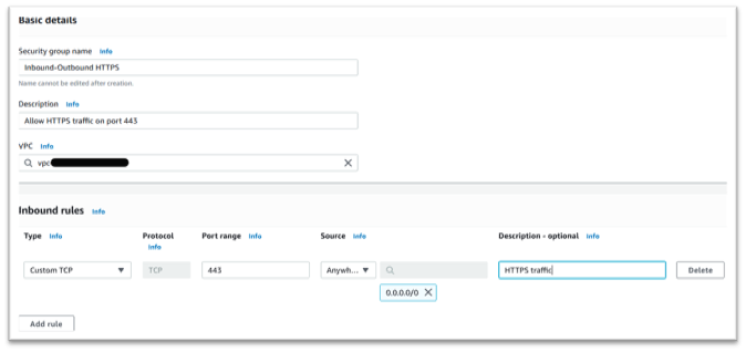 輸入傳入規則的基本詳細資訊。