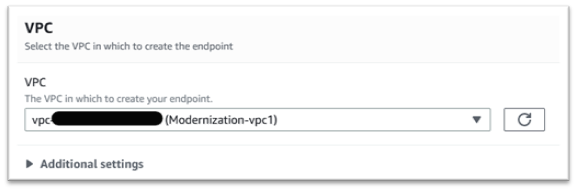 已選取執行個體 VPC 的 VPC。