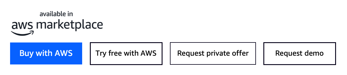 AWS Marketplace call-to-action按鈕：購買 AWS、免費試用 AWS、請求私有優惠和請求示範
