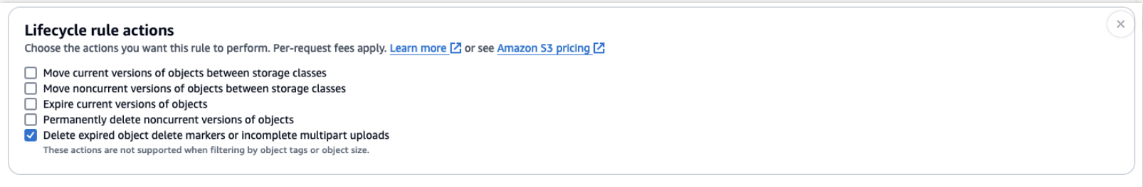 顯示生命週期規則動作的影像。