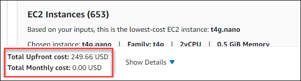 預付和每月成本總計