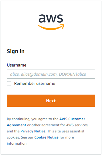 AWS IAM Identity Center 登入頁面。