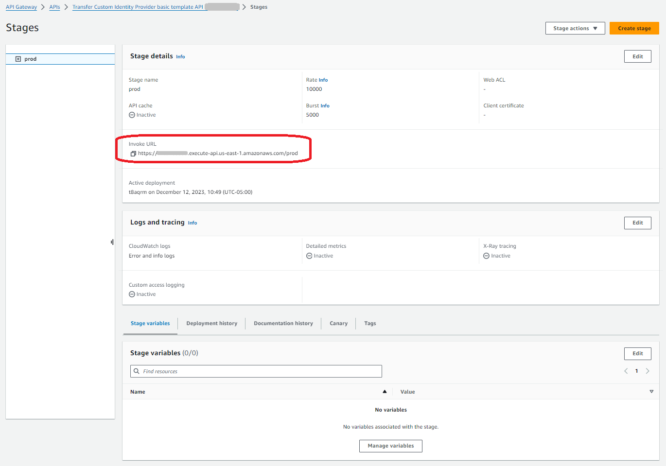 反白顯示調用 URL 的階段詳細資訊。