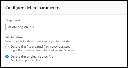 工作流程畫面顯示刪除步驟的詳細資訊。