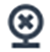 Circular icon with an X symbol inside, representing cancellation or closure.